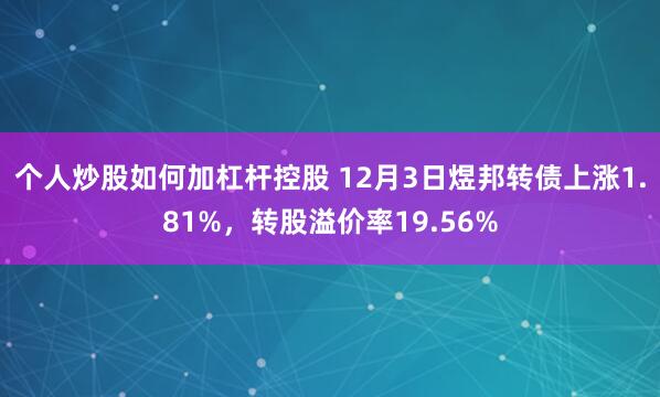 个人炒股如何加杠杆控股 12月3日煜邦转债上涨1.81%，转股溢价率19.56%