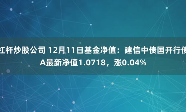 杠杆炒股公司 12月11日基金净值：建信中债国开行债A最新净值1.0718，涨0.04%