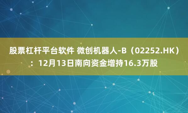 股票杠杆平台软件 微创机器人-B（02252.HK）：12月13日南向资金增持16.3万股