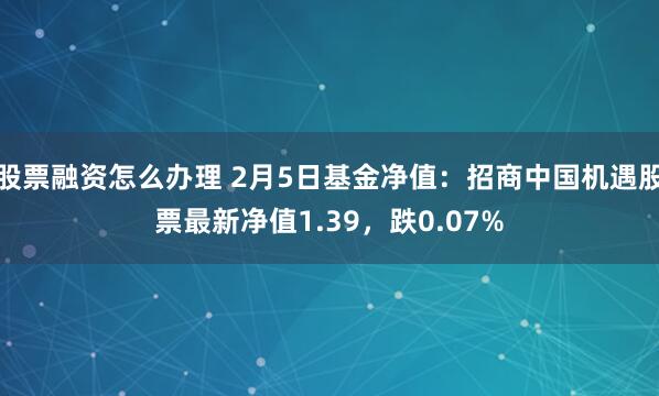 股票融资怎么办理 2月5日基金净值：招商中国机遇股票最新净值1.39，跌0.07%