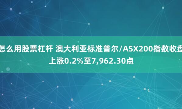 怎么用股票杠杆 澳大利亚标准普尔/ASX200指数收盘上涨0.2%至7,962.30点